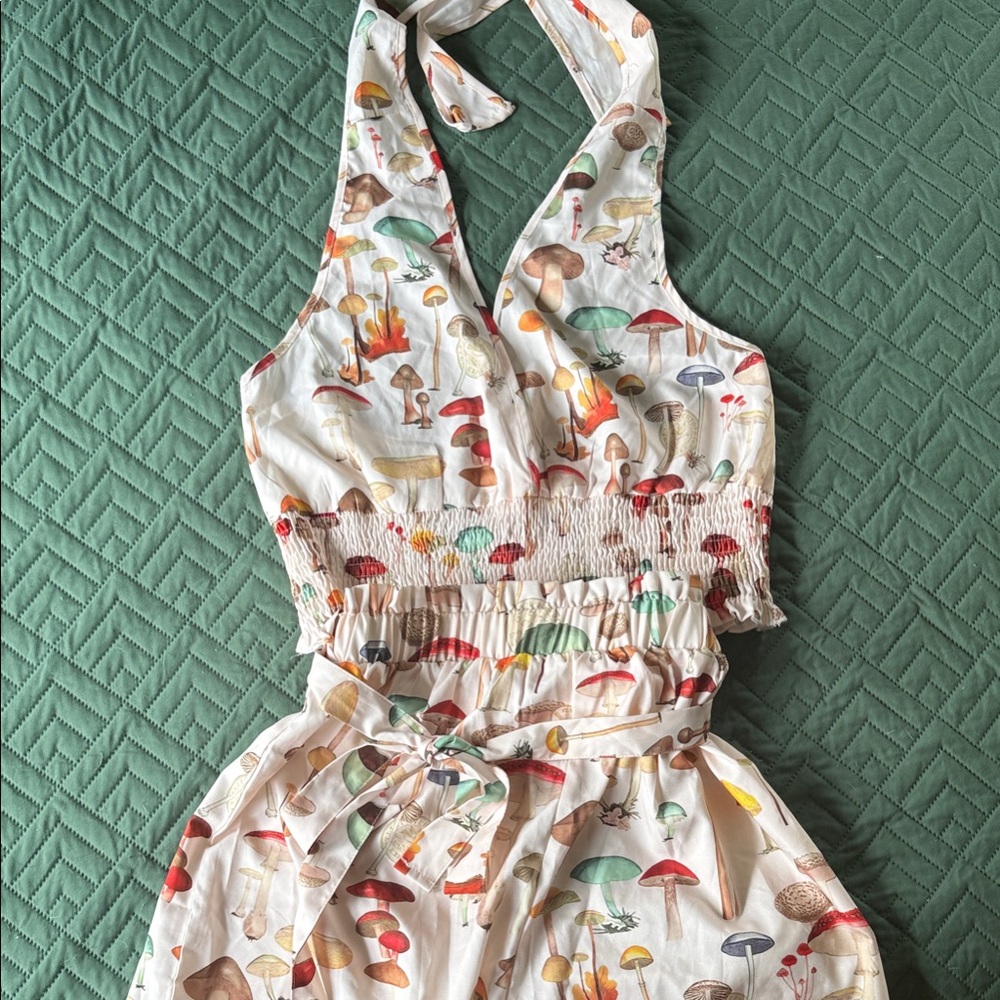 Kids Mushroom Print Halter Top and Skirt Set